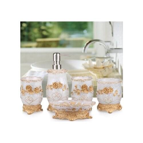 Continental Five-piece bathing bathroom wash creative suite toiletries resin Tumbler married Resin bath gel bottle Toothbrush
