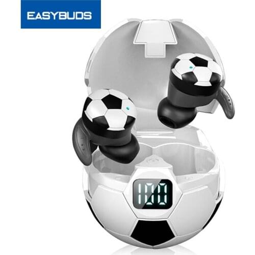 EASYBUDS TWS Creative Football Semi In Ear Headsets Waterproof Earphones With Digital Display Charging Box Sport Earphones BT5.1