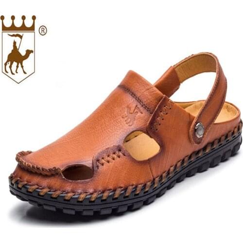 BACKCAMEL Sneakers Hiking Shoes Men Genuine Leather Round toe Handmade Soft Leather Soft End Waterproof Non-slip Breathable HOT