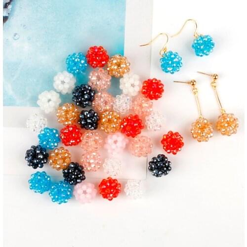 Fashion Jewelry Round Crystal Beads Charm Glass Beads Loose Spacer Beads for Jewelry Making DIY Drop Earring for Women