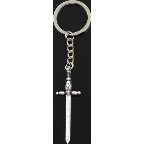 Fashion Keychain 59x19mm Sword Fencing Bronze Silver Color Pendants DIY Men Jewelry Car Key Chain Ring Holder Souvenir For Gift