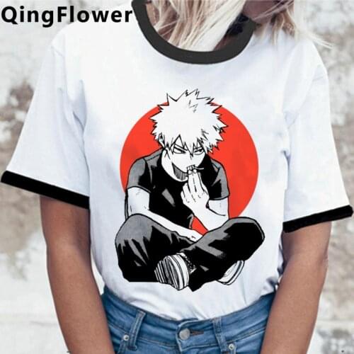 My Hero Academia Bakugou Boku No Hero Academia Todoroki female couple grunge streetwear harajuku t-shirt top tees harajuku