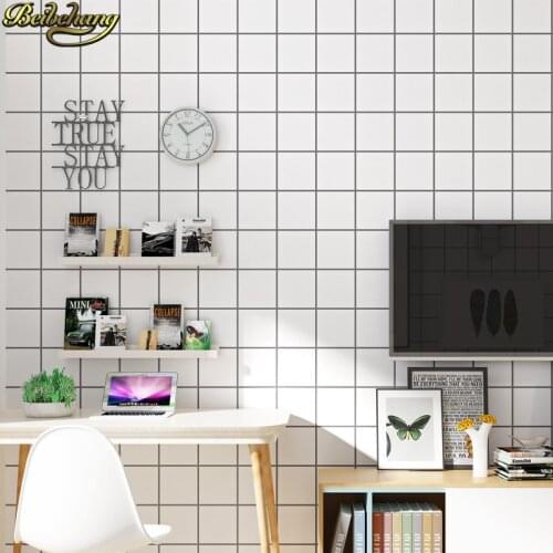 Beibehang Nordic simplicity Black white lattice squares Wall Panel Mural Non-woven wall paper papel de parede 3d Wallpaper roll