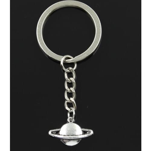 New Fashion Keychain 20x13mm Saturn Planet Spark Pendants DIY Men Jewelry Car Key Chain Ring Holder Souvenir For Gift
