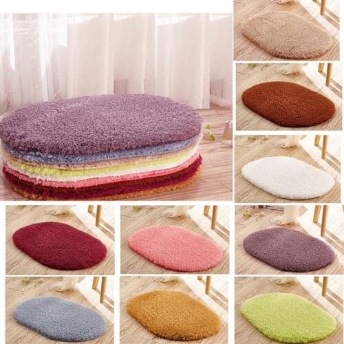New Soft Absorbent Nonslip Bathroom Bedroom Floor Mats Door Mats Stylish Rug Fluffy Round Door Carpet 30*50cm