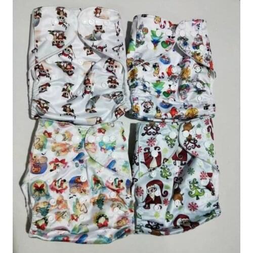 2020 New Design X'mas Printby Nappies Pocket Washable Adjustable Cloth Diapers with Inserts Best Diapers for Merry Christmas