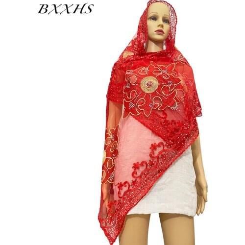 New High Quality African Muslim Women Hijab Fashion Pashmina Turban Islam Pray Embroider Shawl Wrap Small Size Scarf Lady BX-019