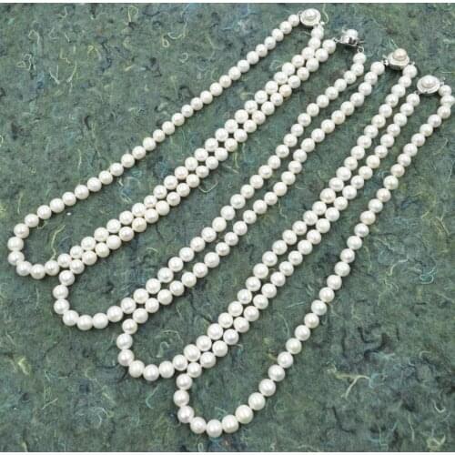 Genuine 7-8mm white freshwater pearl necklace free shipping real pearl clasp