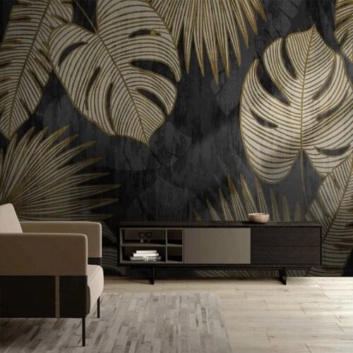 Custom Mural Wallpaper Nordic Retro Light Luxury 3D Plant Leaf Living Room TV Background Wall Painting Papel De Parede Sala 3 D