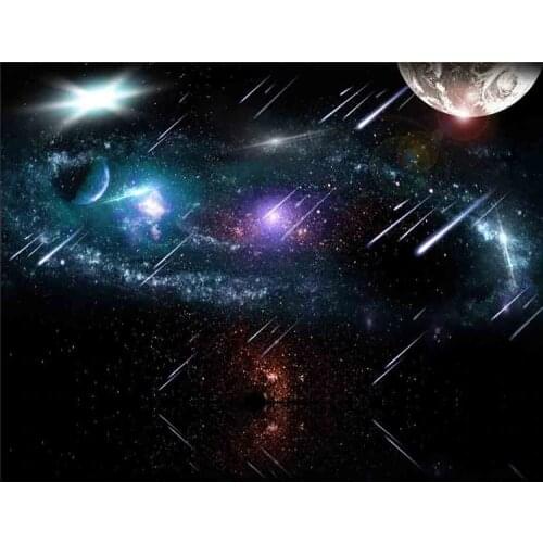 Custom wallpaper 3D, Meteor sky universe earth space outside the galaxy wishing TV setting wall wallpaper