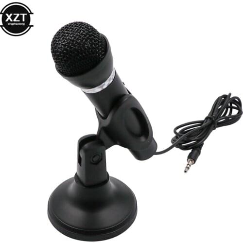 Handheld Computer Notebook Mic Portable 3.5mm Stereo Studio Speech Mic Audio KTV Chatting Microphone With Base