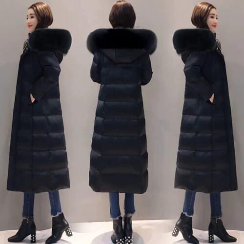 Women winter bubble coats down long padded clothes solid color black jacket puffer warm thick winter parkas
