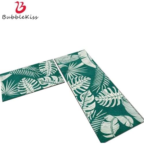 Bubble Kiss Long Kitchen Mat Home Tatami Floor Mat Green Carpet Nordic Plant Pattern Carpet Modern Bedroom Water Absorption Rug