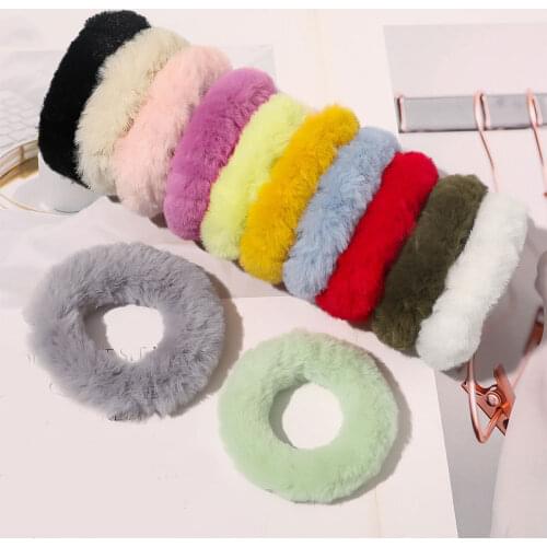 Korea Faux Hair Ties Rabbit Fur Scrunchies Fluffy Seamless Hair Rope Headwear Hair Accessories Rubber Band Plush Hair Ring Hot
