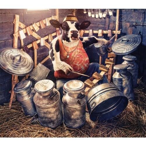 RM00139 Diamond Embroidery Cartoon cow music Full Diy Diamond Painting Cross Stitch 5D Diamond Mosaic Square Needlework