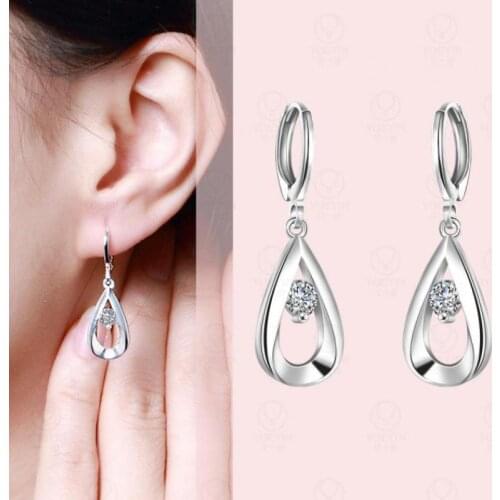 Water Drop Zircon Earrings Silver Plated Color Plated Drop Earrings For Women Earing Jewelry Earring Vintage Earings Kolczyki