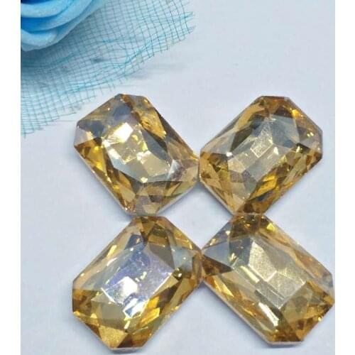 Champagne Rectangular Crystal Glass Sewing Rhinestones Pointback DIY Wedding Dress 4*6 6*8 8*10 10*14 13*18 18*25
