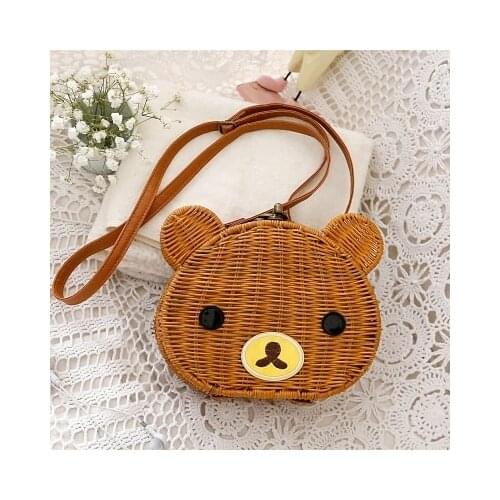 Super adorable bear rattan bags, Handbags, straw bags, woven ms ladies bag, storge basket, free shipping
