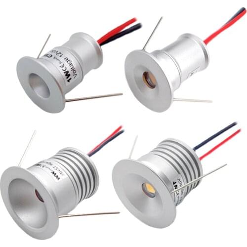 1W LED Spotlight Dimmable Spot Lamp DC12V 15mm 25mm Cutout Recessed Downlight IP65 Bedroom Ceiling Cabinet Stair Spotlight