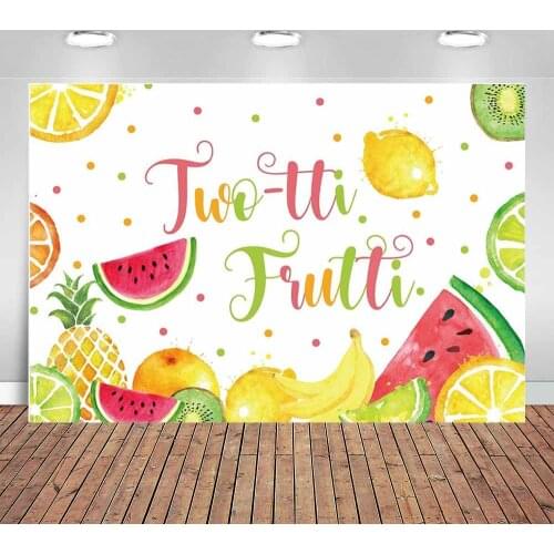 Twotti Frutti Backdrop Summer Fruit Theme Birthday Banner Tutti Fruity Hawaiian Party Decorations Bday Photography Background