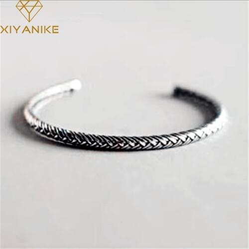XIYANIKE 925 Sterling Silver Vintage Adjustable New Fashion Prevent Allergy Bracelets & Bangle Simple Jewelry For Women Gift