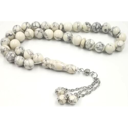 Muslim Tasbih White Turquois 33 prayer beads islamic gift natural stone Rosary