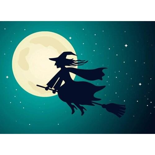 Cartoon Black Witch Moon Halloween Tin Signs Wall Decor for Bars Restaurants Cafes Pubs Halloween Metal Tin Sign 8x12 Inch