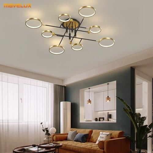 Gold Rings LED Chandeliers For Dining Room Kitchen Studyroom Auditorium Villa Living Room Foyer Restaurant Indoor Home Fixtures