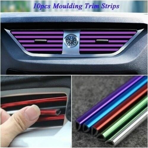 10 Pcs 20Cm Universal Car Air Conditioner Outlet Decoration U Shape Interior Moulding Trim Strips Styling Sticker Accessories