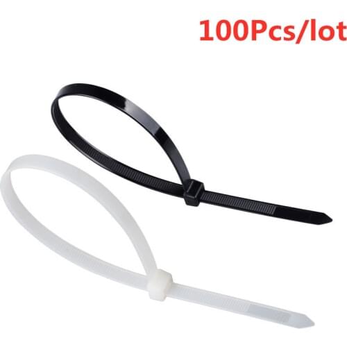 100PCS 3 X 60/80/100/120/150/200mm White Black Milk Cable Wire Zip Ties Self Locking Nylon Cable Tie
