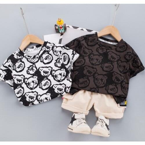 2021 Toddler Boys Summer Fashion Clothes Sets Baby Girls Fully Print Cartoon T-shirt +Shorts 2Pcs Outfits Kids Clothing 1-5Y