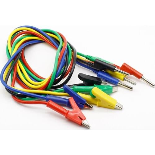5pcs High Quality 1M Long Alligator Clip to Banana Plug Test Cable Pair for Multimeter