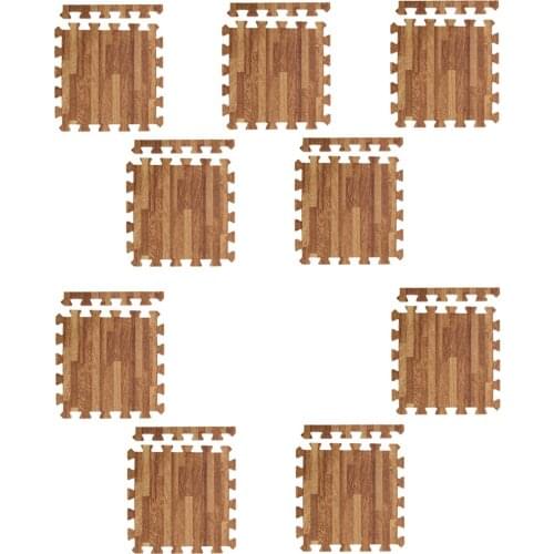 9Pcs Wood Effect EVA Foam Mats Interlocking Tiles Floor Protection 30x30cm