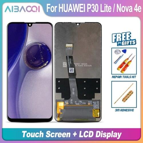 AiBaoQi Brand New Touch Screen LCD Display+Frame+Power Cable Assembly Replacement For HUAWEI P30 Lite/Nova 4e STK-LX1