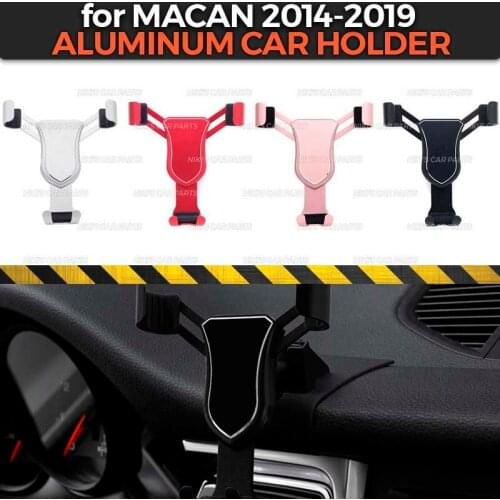 Aluminum car holder case for Porsche Macan 2014-2019 Aluminum Alloy 1 set decoration car styling accessories interior phone