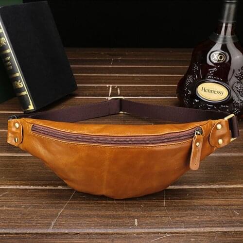 BISI GORO 2021 Genuine Leather Waist Packs Bag Fashion Unisex Waist Packs Belt Bag Phone Pouch Travel Waist Pack Small Wallet