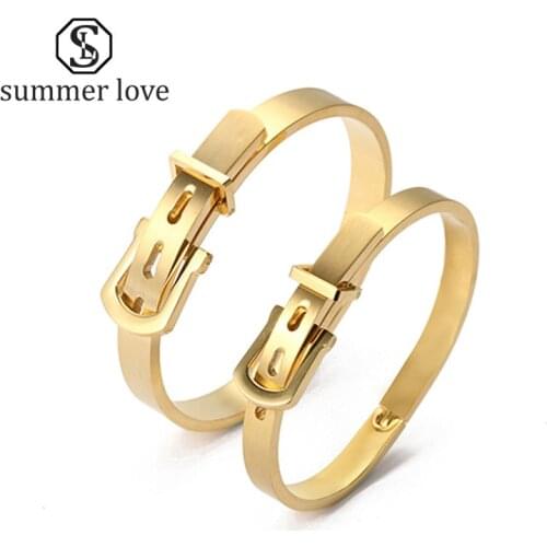 Titanium Steel Bracelet Bangle for Women Men Belt Cuff Love Manchette Bracelet Femme Bracelets & Bangles