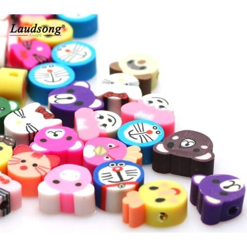 50PCS Clay Material Cute Cartoon Animal Shape Beads For DIY Children Toys Jewelry Necklace Bracelet Making Accessories