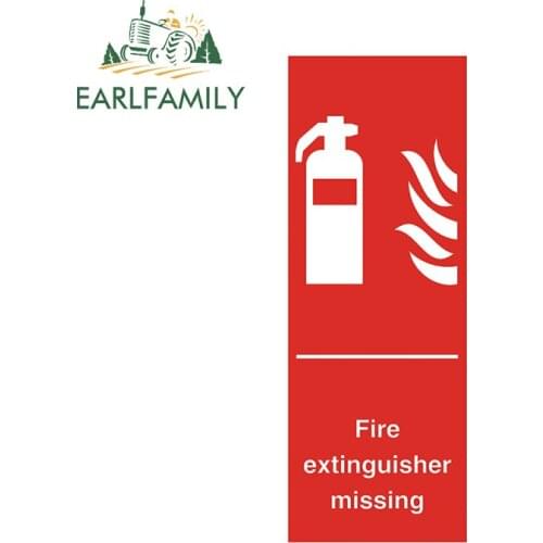 EARLFAMILY 13cm x 4.9cm For Fire Extinguisher on Board Car Truck Decal Vinyl Material Stickers Waterproof Car Styling Decoration