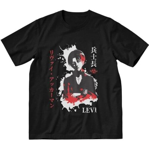 Male Captain Levi Shingeki No Kyojin T-Shirt Funny Attack On Titan Tshirt Short Sleeve Unique T Shirt Homme Cotton Tee Gift