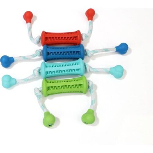 Dog Interactive Toy Leaky Feeding Rope Piercing Stick Rubber Resistant To Bite Molar Pet Dog Chew Toys Tooth Cleaning Training