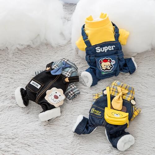 Dog Jumpsuit Clothes Pet Ropa Perro Costume Para For Small Large Dogs Coat Cat Puppy Winter Warm Padded Cartoon Rompers Overalls