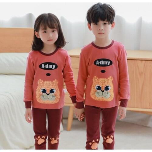 2-Pieces Children Cotton Pajamas Clothing Set Boys & Girls Cartoon Sleepwear Suit Sets Kids Long-sleeved Pants Pajamas Sets