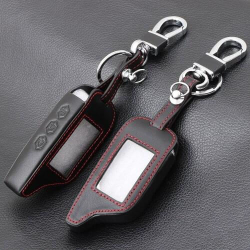 3 Buttons Leather Car-Styling Key Cover Case For Starline B9 B6 A91 A61 Twage Two Way Car Alarm System keychain