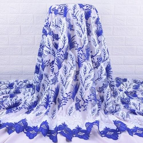Zhenguiru High Quality Milk Fabric French Lace Fabric Tulle African Lace Fabric Leaf Embroidery Nigeria For Women Wedding A2070
