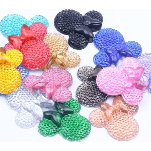Minnie Head 100pcs 25x28mm Many Colors Resin Rhinestone Flatback Cabochon DIY Crafts Scrapbooking Jewelry Making Decorations