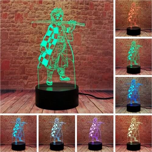 Falsh Demon Slayer Figuras 3D Illusion LED Desk Nightlight Colorful Change Lamp Japan Manga Kamado Tanjirou Anime Model Toys