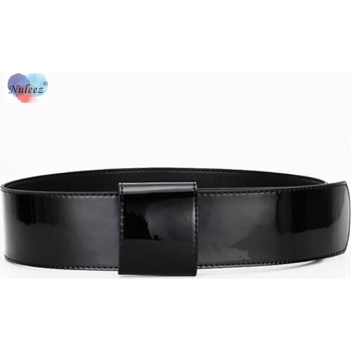 Nuleez Patent Leather Belt Women Cummerbunds Fashion Model Accessory Slim and Beautiful Lady Favorite