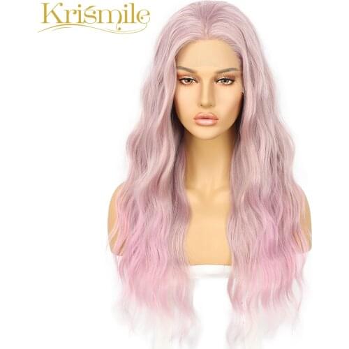 Long Deep Wave Synthetic Lace Front Wigs Light Purple Color Hair for Women Party Cosplay Drag Queen Daily Heat Resistant Fiber