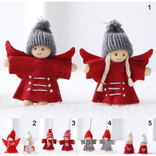 Santa Claus Hanging Dolls Knitted Wool Felt Couple Doll Pendant Christmas Tree Decorations Home Decor Ornaments